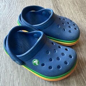 CROCS Kids Blue Water Shoes with Colorful Sole